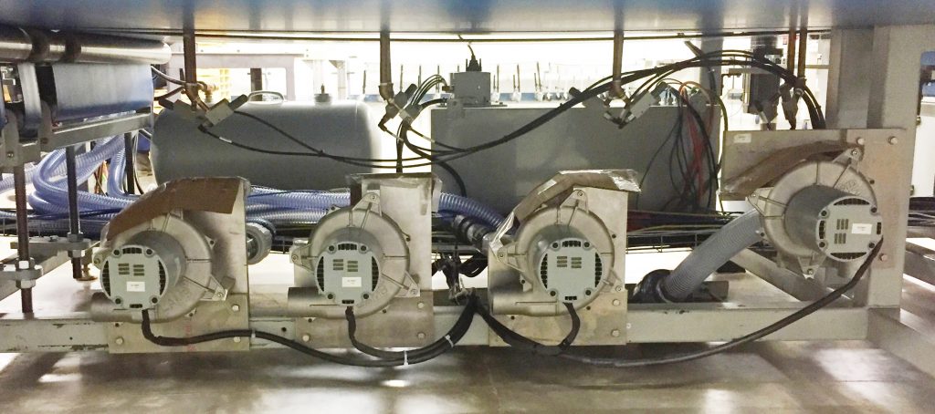 blower fans mounted under machine